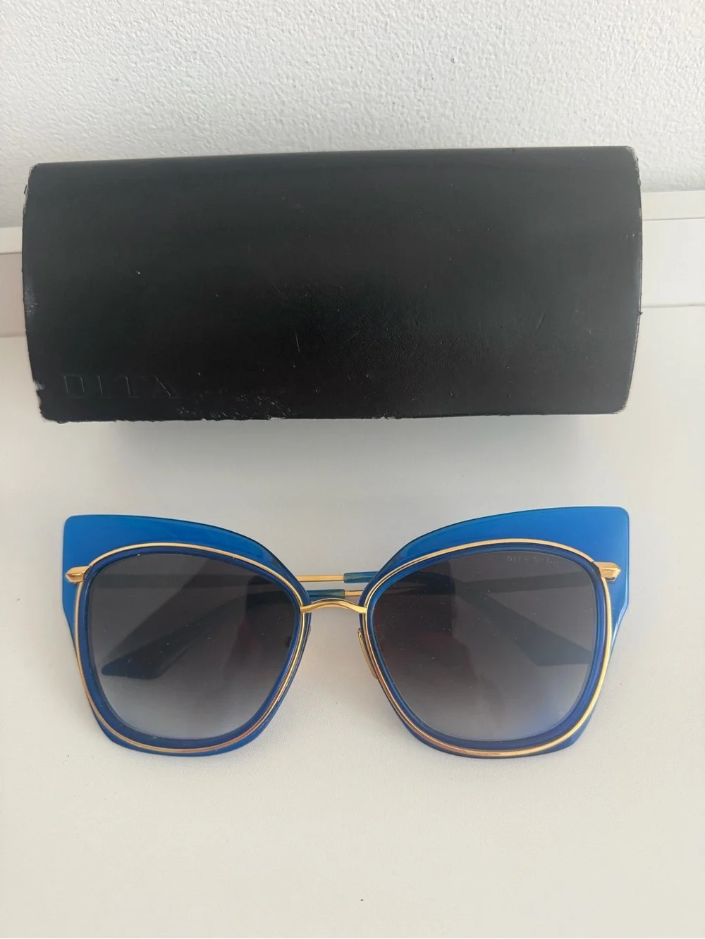 DITA Stormy Blue Frame Sunglasses with Gold Accents